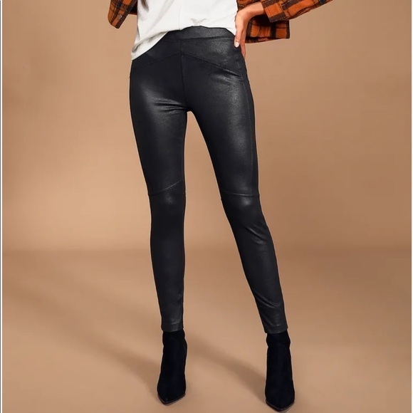 Free People Pants - Free People leggings midnight black vegan suede size small EUC